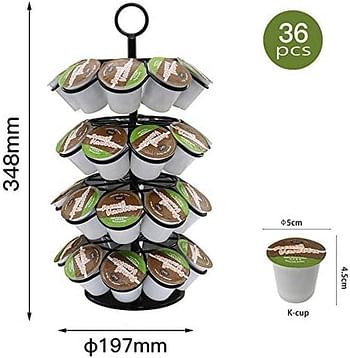 JEBBLAS K Cups Holder, Metal Coffee Pods Carousel, Holds 36 K Cup, Space Saver, 360 Degrees Spins Smooth