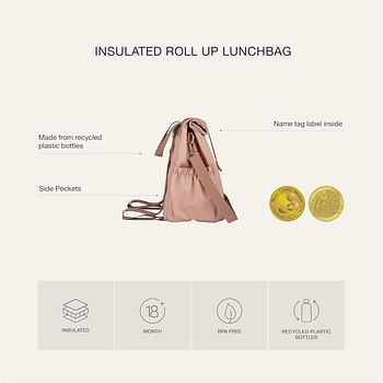 Citron- Insulated Roll Up Lunch Bag for Kids School | BPA Free | Recycled PET material Lunch Bag- Blush Pink