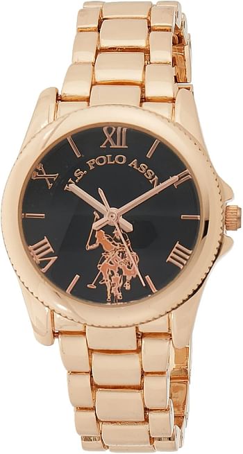 U.S. POLO ASSN. Women's USC40135 Quartz Watch, Analog Display and Gold Plated Strap 30 mm