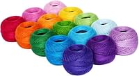 DELFINO 15 Colors Crochet Thread, Threads Cross Stitch Spool Wire Sewing Supplies