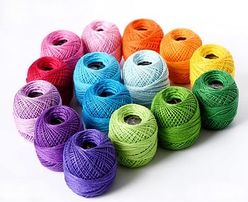 DELFINO 15 Colors Crochet Thread, Threads Cross Stitch Spool Wire Sewing Supplies