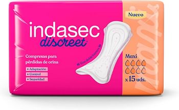 Indasec Discreet Maxi Pads for Urine Leakage 15 Units