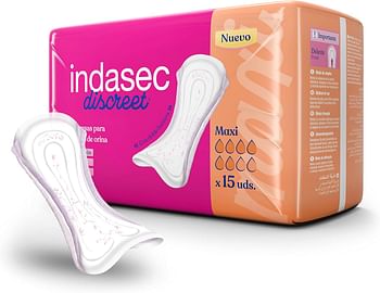 Indasec Discreet Maxi Pads for Urine Leakage 15 Units