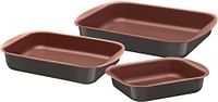 Tramontina Vermont 3 Pieces Graphite Aluminum Roasting Pan Set with Copper Interior Starflon Max PFOA Free Nonstick Coating