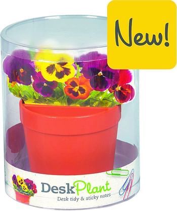 DeskPlant Desk Tidy Fun Organiser Pen Holder Pot Sticky Notes Note Pad School Office Gift Deskplant Flower