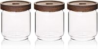 Sweejar 16 OZ Glass Food Storage Jar with Lid (set of 3),Airtight Canisters for Bathroom Kitchen Container with Bamboo Cover for Serving Tea, Coffee, Spice and More