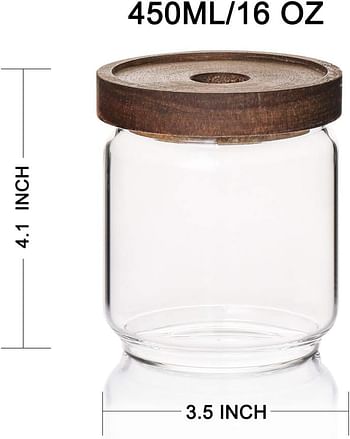 Sweejar 16 OZ Glass Food Storage Jar with Lid (set of 3),Airtight Canisters for Bathroom Kitchen Container with Bamboo Cover for Serving Tea, Coffee, Spice and More