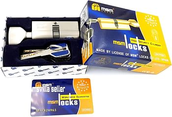 MSM Msvilla lock cylinder ISO9001, 5 computer keys with rubber grip, spanish product for all kinds of door handles (60mm (keys+knobe), Silver)