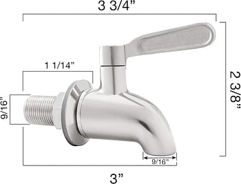 Stainless Steel Spigot for Beverage Dispenser Faucet – Water Dispenser Metal Spout Replacement Beverage Spigot – Drink Dispenser Spigot Kombucha