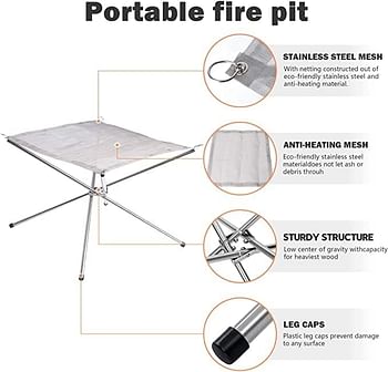 Foldable Stainless Steel Firewood Burning Stand Folding Burning Furnace Portable Outdoor Fire Pit