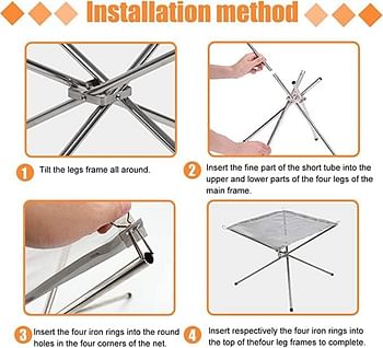 Foldable Stainless Steel Firewood Burning Stand Folding Burning Furnace Portable Outdoor Fire Pit