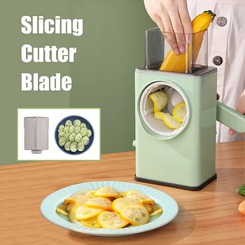 Eacam Multifunctional Vegetable Cutter Chopper Rotary Cheese Grater 3-in-1 Shredder Slicer Grinder Salad Maker Machine with Stainless Steel Roller Blades for Vegetable Fruit Nut