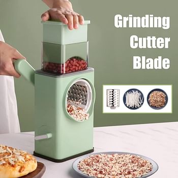 Eacam Multifunctional Vegetable Cutter Chopper Rotary Cheese Grater 3-in-1 Shredder Slicer Grinder Salad Maker Machine with Stainless Steel Roller Blades for Vegetable Fruit Nut