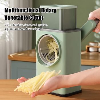 Eacam Multifunctional Vegetable Cutter Chopper Rotary Cheese Grater 3-in-1 Shredder Slicer Grinder Salad Maker Machine with Stainless Steel Roller Blades for Vegetable Fruit Nut