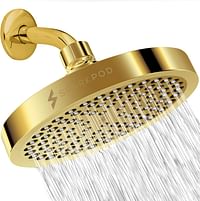 SparkPod Shower Head - High Pressure Rain - Luxury Modern Gold Look - Easy Tool Free Installation - The Perfect Adjustable Replacement For Your Bathroom Shower Heads Modern - Gold