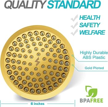 SparkPod Shower Head - High Pressure Rain - Luxury Modern Gold Look - Easy Tool Free Installation - The Perfect Adjustable Replacement For Your Bathroom Shower Heads Modern - Gold