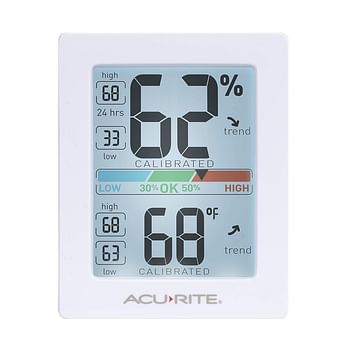 AcuRite Pro Humidity Meter & Thermometer with Touch Activated Backlight - White