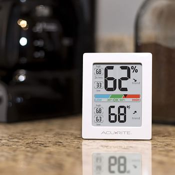 AcuRite Pro Humidity Meter & Thermometer with Touch Activated Backlight - White