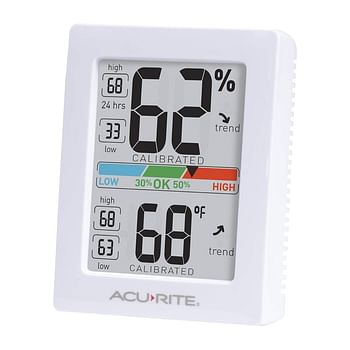 AcuRite Pro Humidity Meter & Thermometer with Touch Activated Backlight - White