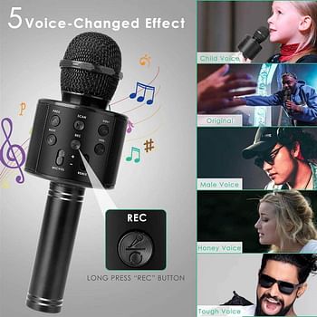 Toy Microphone for Kids, Wireless Bluetooth Microphone for Kids,Gift for Age 3 4 5 6 7 8 9 10 Girls Boys, Karaoke Mircrophone for Liitle Kids, Birthday Gifts Toy for Toddler Children(Black)