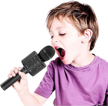 Toy Microphone for Kids, Wireless Bluetooth Microphone for Kids,Gift for Age 3 4 5 6 7 8 9 10 Girls Boys, Karaoke Mircrophone for Liitle Kids, Birthday Gifts Toy for Toddler Children(Black)