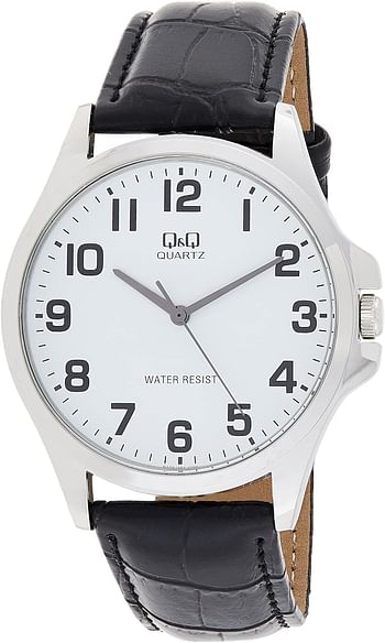 Q&Q Men White Dial Leather Band Watch - Qa06J304Y