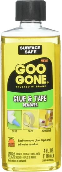 Goo Gone Glue & Tape Adhesive Remover - 4 Ounce Removes Adhesives Stickers Crayon Gum Window Decals Glitter Labels