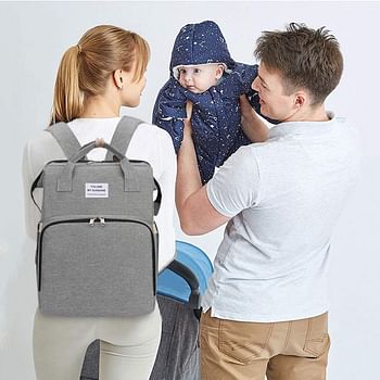 Multifunctional Diaper Bag Backpack, Bassinet Bag Functions as Diaper Bag and Changing Station, Foldable Nappy Backpacks Baby Bed with Hook & Changing Pad