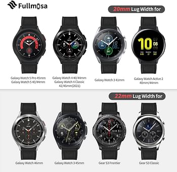 Fullmosa Quick Release Watch Band 22mm 20mm 18mm, Leather Silicone Hybrid Wacth Bands for Casio Watch/Samsung Galaxy Watch/Huawei Watch/Garmin Forerunner/Citizen Watch