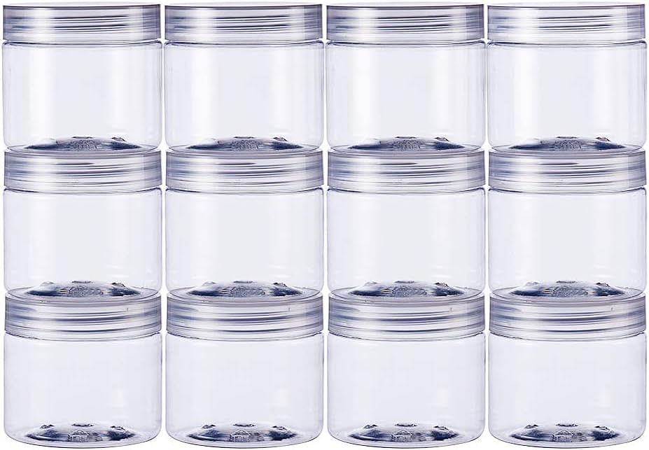 BENECREAT 6oz Slime Storage Favor Jars Wide-Mouth Containers with Lids (2.75 X 2.55in) 180ml - Pack of 12