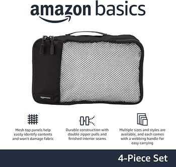 Amazn Basics Packing Cubes Small 4-Piece Set - Black