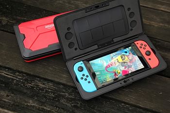 Amazn Basics Vault Case for Nintendo Switch, 10.5 x 5.4 x 1.8 inches, Red (Not compatible with Nintendo Switch OLED model)