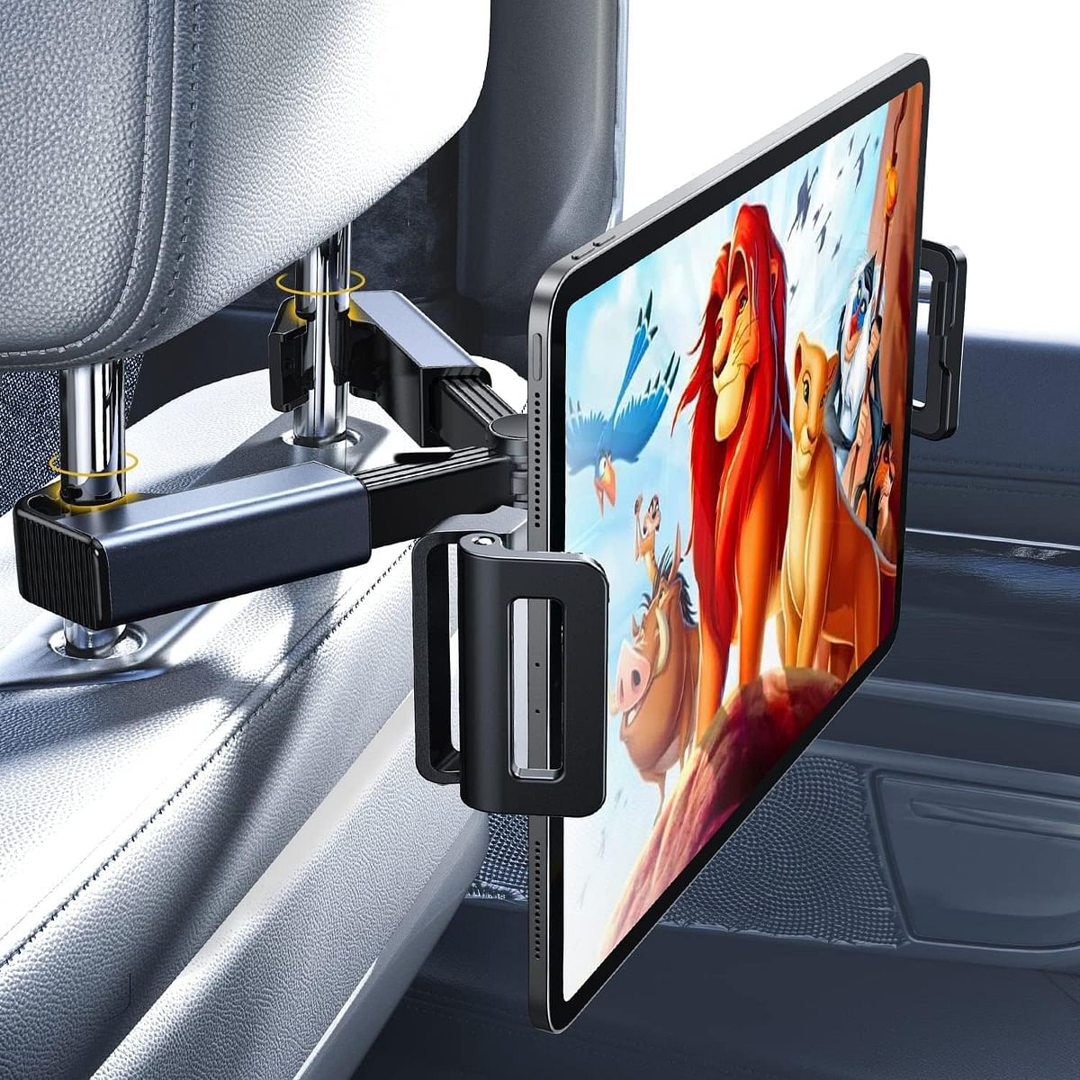 LISEN Tablet iPad Holder for Car Mount Headrest Must Have iPad Car Holder Back Seat Travel Accessories Long Road Trip Essentials for Kids Adults Fits All 4.7-12.9" Devices & Headrest Rod