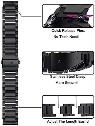 سوار من الفولاذ المقاوم للصدأ مكون من 3 حبات من Dado  متوافق مع ساعة Huawei Watch GT4  سوار معدني قابل للتعديل مقاس 46 مم - أسود