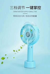 Portable Misting Fan, Handheld Personal Mist Fan, USB Rechargeable Pocket Fan with Water Spray,3 Peed Desk Table Fan with Base for Women Girls Makeup Travel Outdoor, Blue