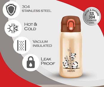 Milton Jolly 375 Thermosteel Sipper Water Bottle for Kids 300 ml Ivory Hot & Cold Vacuum Insulated Leak Proof 304 Stainless Steel