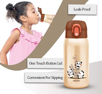 Milton Jolly 375 Thermosteel Sipper Water Bottle for Kids 300 ml Ivory Hot & Cold Vacuum Insulated Leak Proof 304 Stainless Steel