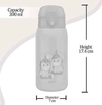 Milton Jolly 375 Thermosteel Sipper Water Bottle for Kids 300 ml Ivory Hot & Cold Vacuum Insulated Leak Proof 304 Stainless Steel