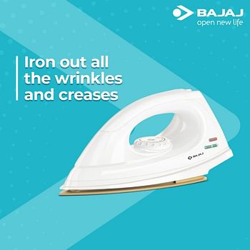 Bajaj DX-7 1000W Dry Iron with Advance Sole Plate, White