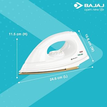 باجاج مكواة جافة DX-7 بقدرة 1000 واط مع لوح نعل متقدم، ابيض