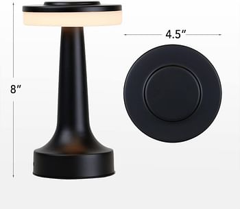 O'Bright Portable LED Table Lamp with Touch Sensor 3-Levels Brightness Rechargeable Battery Up to 48 Hours Usage Matte Black