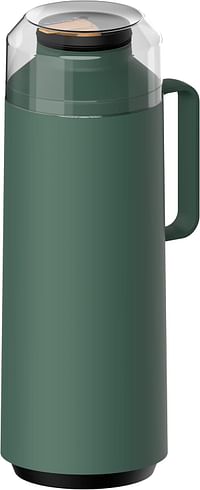 Tramontina Exata Green Plastic Thermal Beverage Dispenser with 1 Liter Glass Liner and Plastic Lid