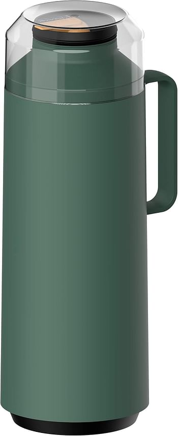 Tramontina Exata Green Plastic Thermal Beverage Dispenser with 1 Liter Glass Liner and Plastic Lid