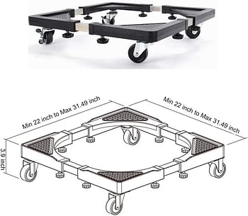 جارانتير قاعدة متحركة متعددة الوظائف وقابلة للتعديل مع عجلات، حافظة موبايل / دولي/ بكرة للغسالة والمجفف والثلاجة