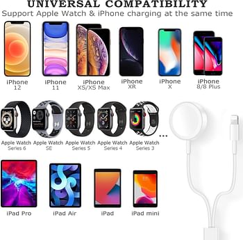 Watch Charger Magnetic Charging Cord 2 in 1 Smart iWatch Charger Wireless USB 3 ft/1 m Charging Cable for Apple Watch Series SE/7/6/5/4/3/2/1 & Phone 14/13/12/11/Pro/Max/XR/XS/XS Max/X & Pad Series