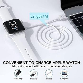 Watch Charger Magnetic Charging Cord 2 in 1 Smart iWatch Charger Wireless USB 3 ft/1 m Charging Cable for Apple Watch Series SE/7/6/5/4/3/2/1 & Phone 14/13/12/11/Pro/Max/XR/XS/XS Max/X & Pad Series