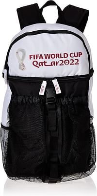 Fifa 70060011 World Cup Qatar 2022 Soccer Backpack with Ball Holder Compartment - for Boys & Girls | Bag Fits All Equipment Gym Gear – White