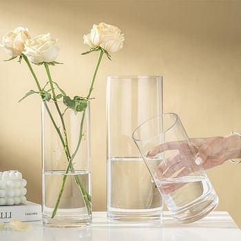 BIGIVACA Set of 3 Clear Glass Cylinder Vases Bulk,6 8 10 inch-3 pack Tall Glass Cylinder Candle Holders Glass Plant & Flower Vases for Centerpieces Home and Wedding Decoreation (W:4’)