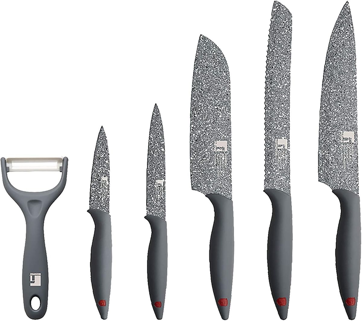 BERGNER BG39325GY Grafito Stainless Steel 6pc Knife set, Non-Stick Coated, Grey Colour Handle