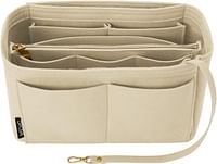 Coclux Purse Organizer Insert, Felt Bag organizer with zipper, Handbag & Tote Shaper, For Speedy Neverfull Tote (Medium, Golden)